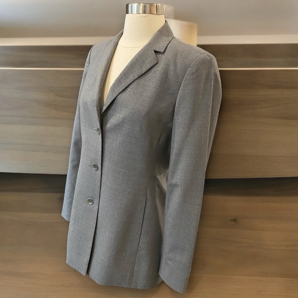 Caslon Wool Tweed Blazer Jacket In Grey Size 4 Petite - Picture 5 of 15